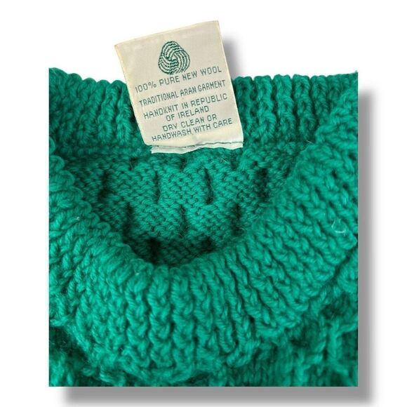 Blarney Woolen Mills 100% Pure New Wool Green Chunky Sweater Size Medium - Picture 4 of 5